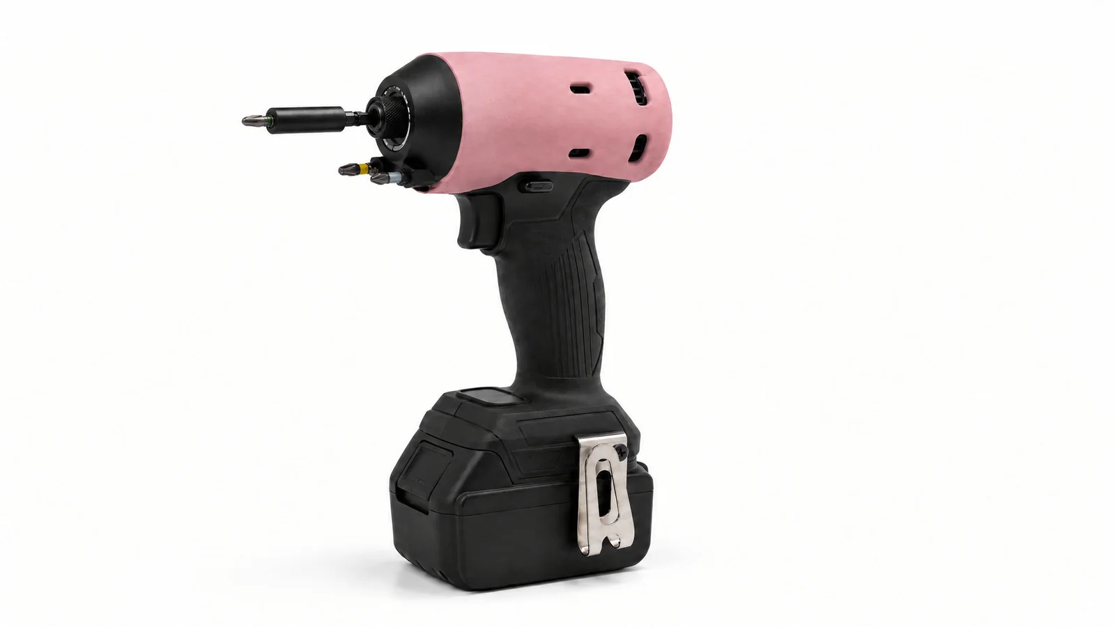 Toolcover Mat roze op professioneel gereedschap — driekwart aanzicht vanaf de andere zijde