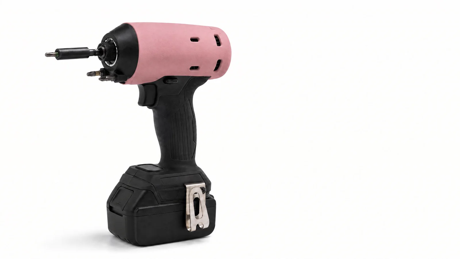 Toolcover Mat roze op professioneel gereedschap — driekwart vooraanzicht